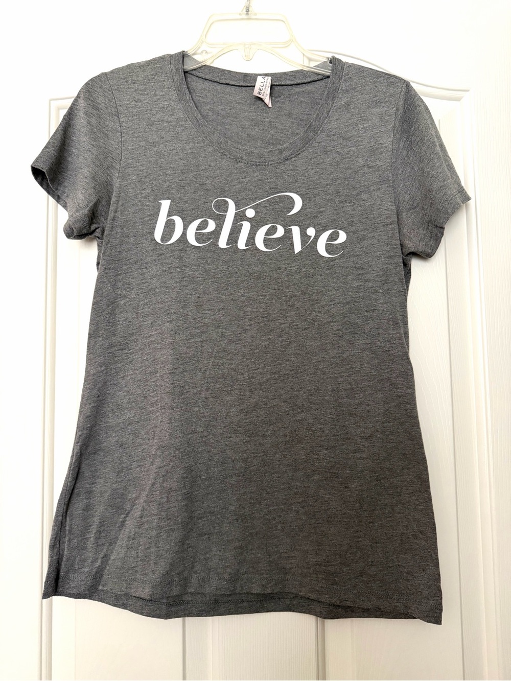 Bella Canvas Gray 'Believe' Short Sleeve Graphic Tee